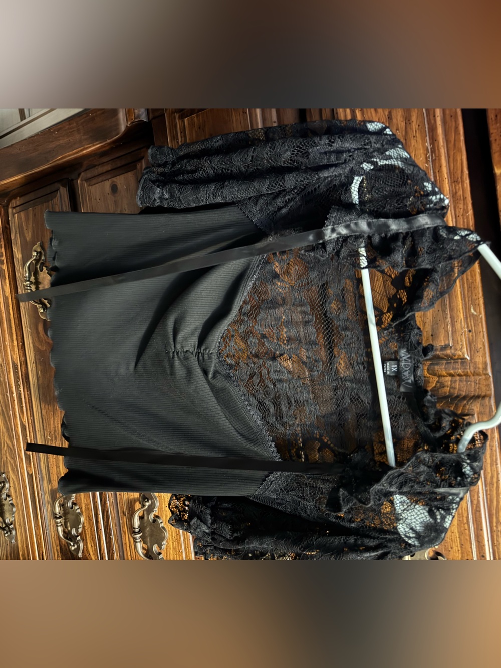 Dolls Kill Widow Black Lace Tie Top - Picture 8 of 8